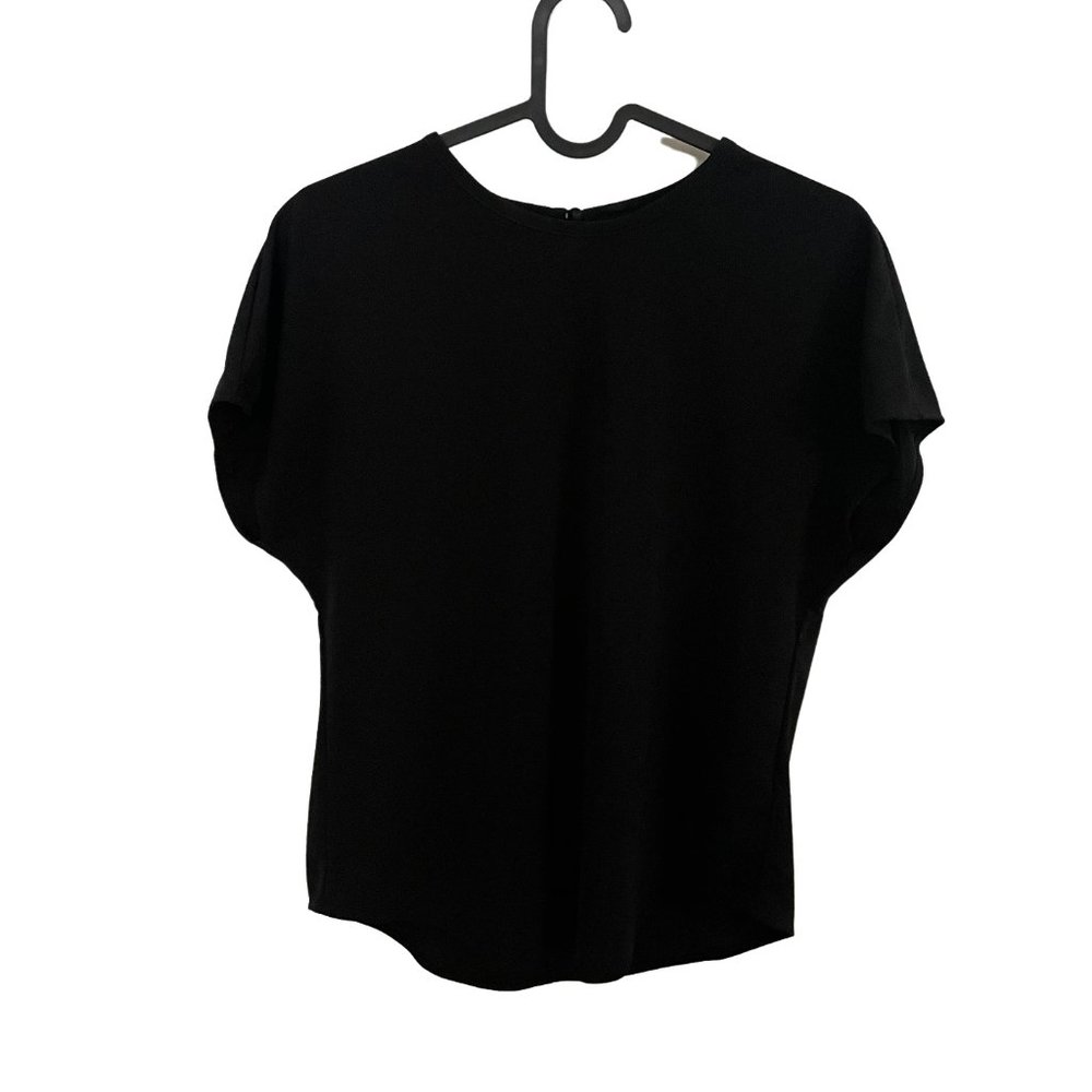 Uniqlo Crepe Jersey Crew Neck French Sleeve T-Shirt Women's XS Black